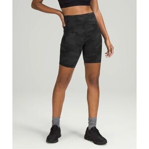 Lululemon Swift Speed High-Rise Biker Short 8" Size 2 Camo Deep Coal Multi Black